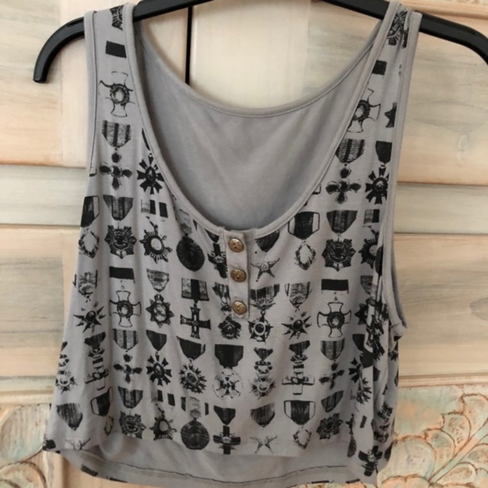 47 Street Black Grey Tank with gold buttons